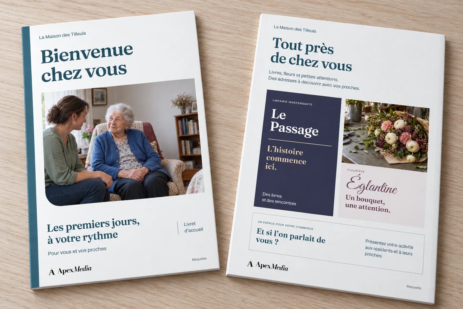 Maquette : Le livret d’accueil, couverture et intérieur
