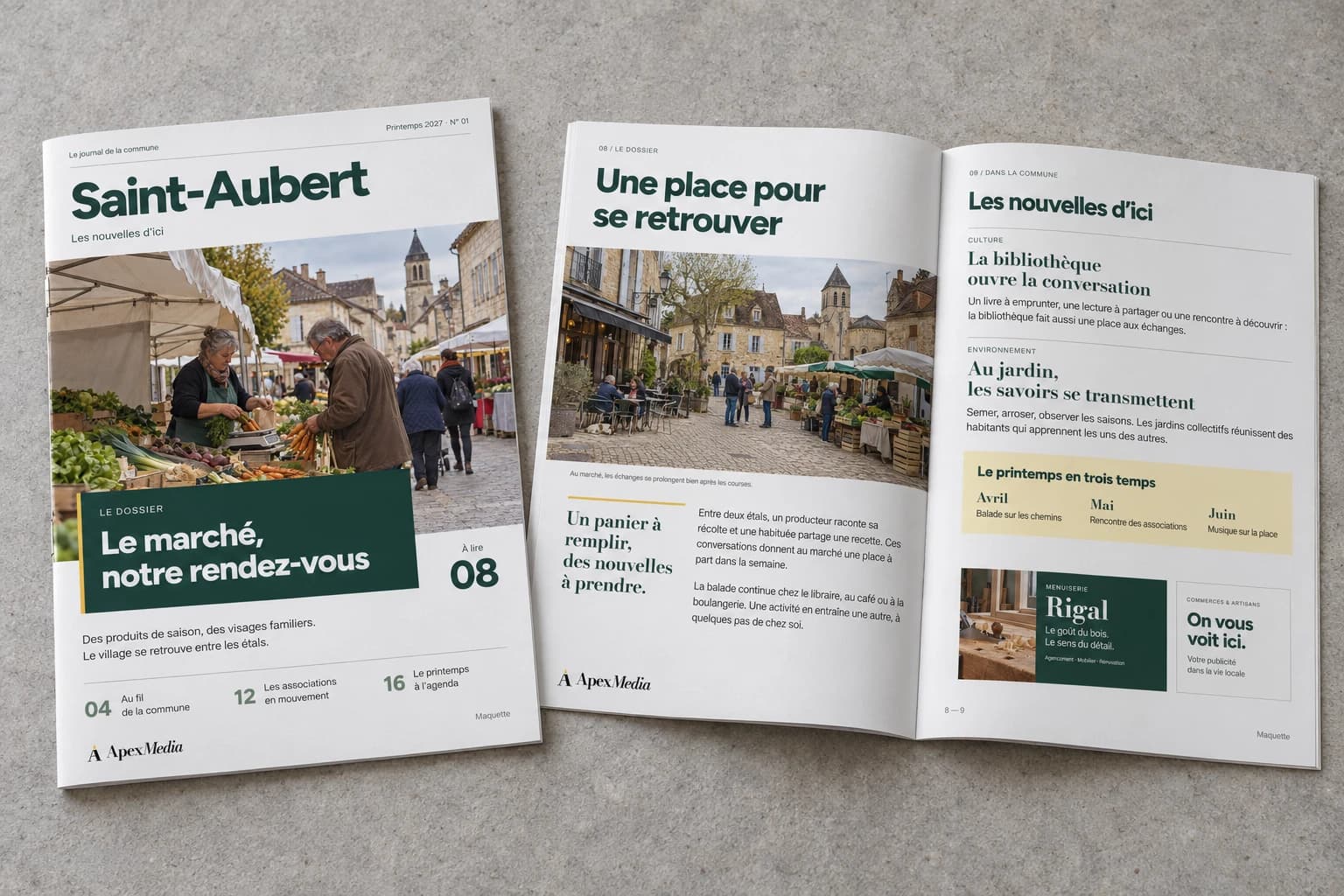 Maquette : Le bulletin municipal, couverture et intérieur