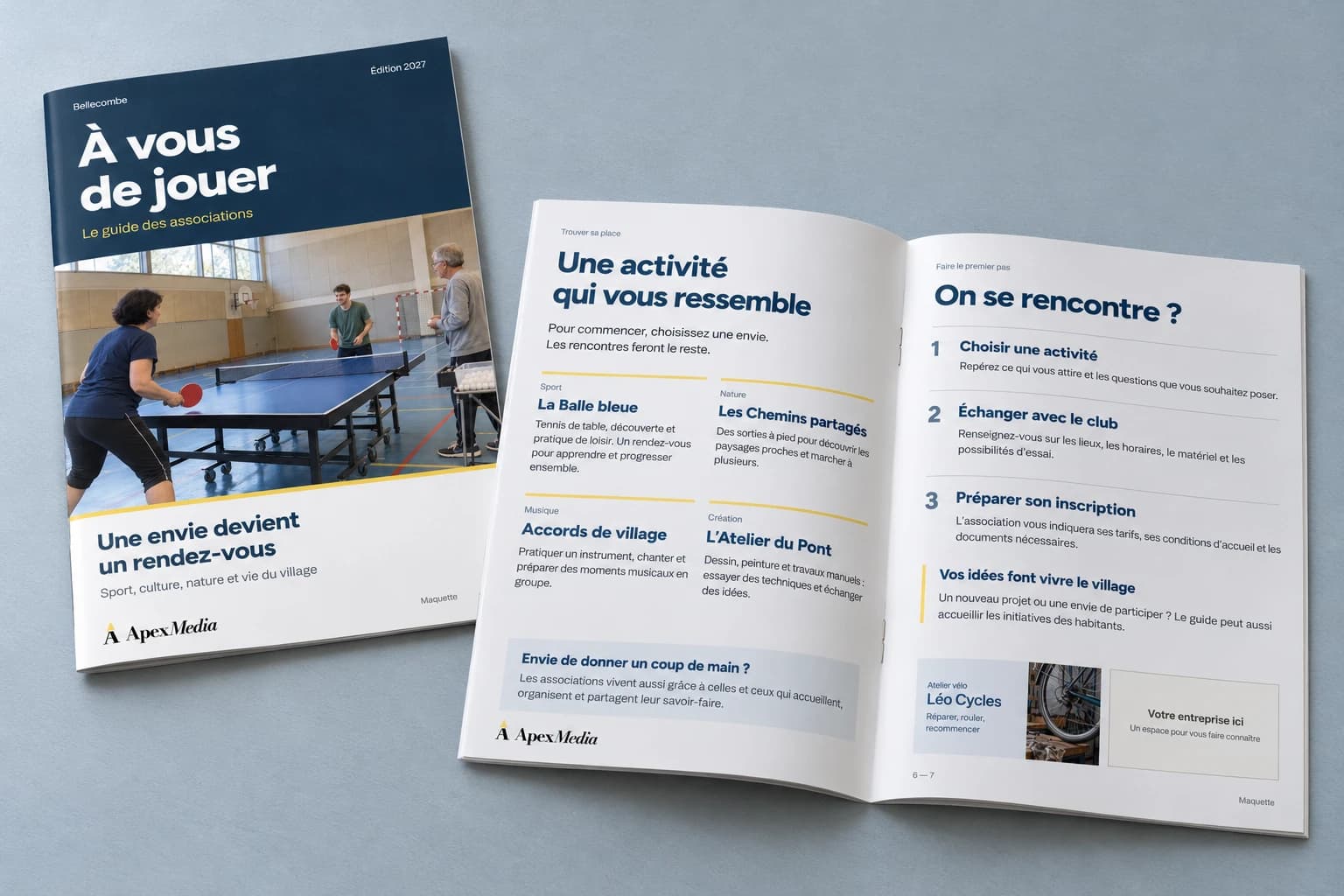 Maquette : Le guide des associations, couverture et intérieur