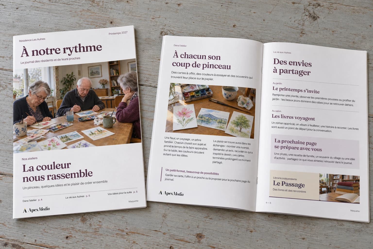 Maquette : Le journal de résidence, couverture et intérieur